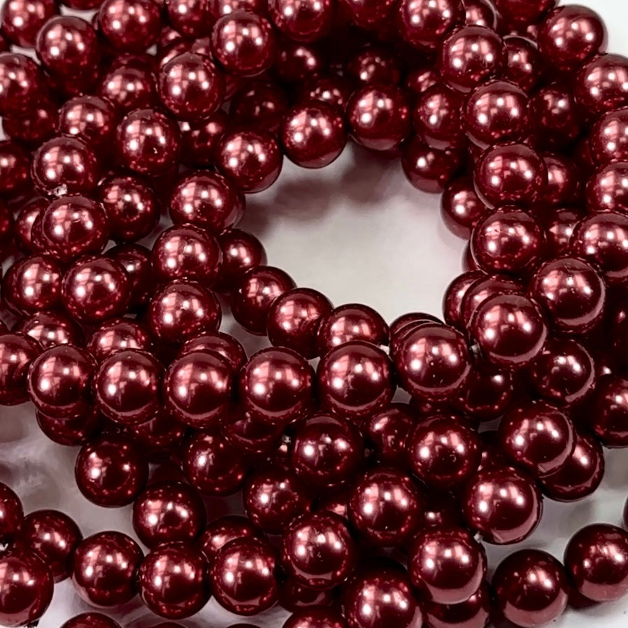 Czech Round Glass Imitation Pearls Vivid Burgundy Pearl color 2mm 3mm 4mm 6mm 8mm
