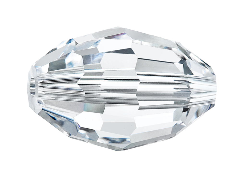 clear Crystal, Preciosa Czech Machine Cut Olive Crystal Beads, barrel shape in sizes 6x4mm, 7.5x5mm, 9x6mm, 10.5x7mm, 12x8mm