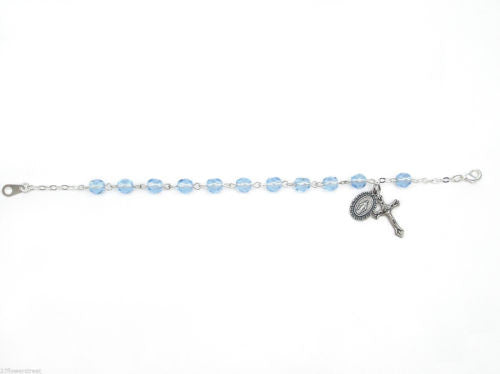12 fine quality Czech Bracelet Auto Rosaries Fire Polished Blue Light Sapphire rosary