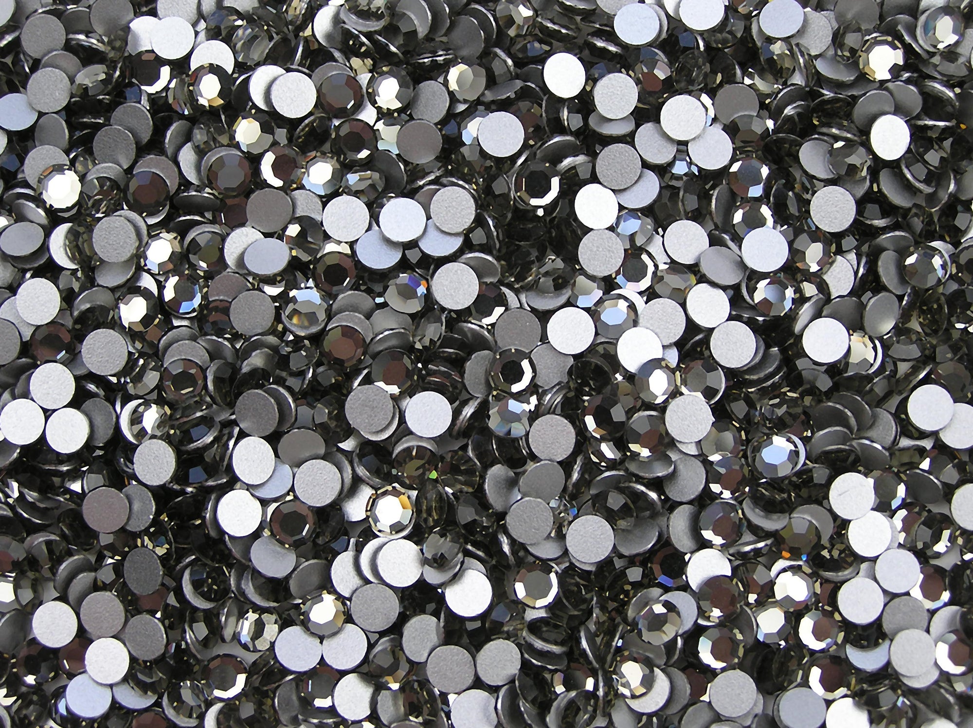 Black Diamond, Preciosa 8-faceted Chaton Roses Article 438-11-110 (8-ft Rhinestone Flatbacks), Genuine Czech Crystals, grey