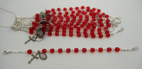 1 fine quality Czech Bracelet Auto Rosaries Fire Polished Red Light Siam, rosary