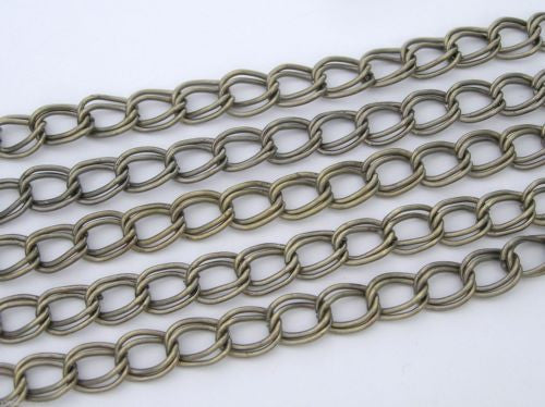 6 feet of Steel  Double Twisted Vintage Brass Ox Plated Chain, Garlan USA zz 125