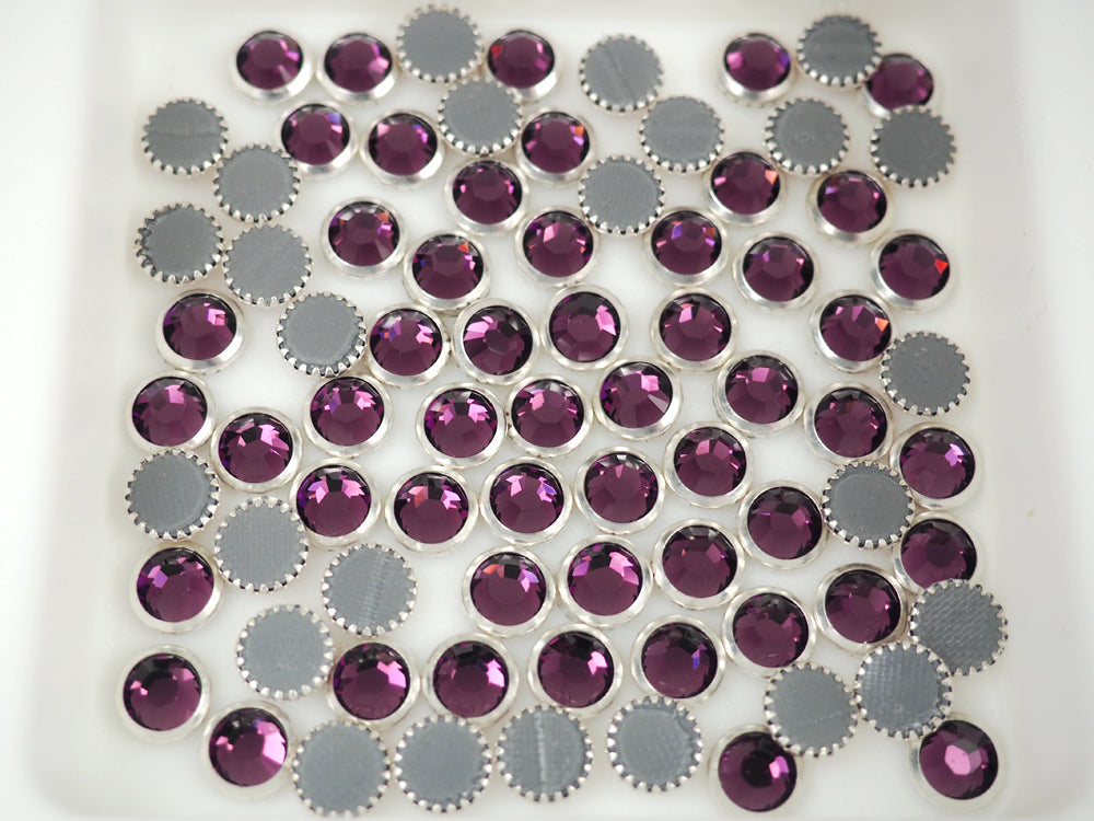Swarovski Art.# 2029HF - Amethyst Silver Rimmed HotFix Rhinestone Flatbacks, 7mm 34ss ss34