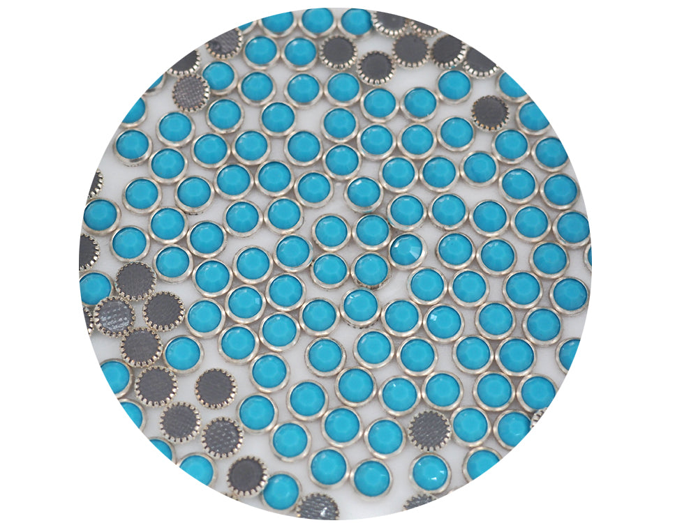 Swarovski Art.# 2029HF - Turquoise Silver Rimmed HotFix Rhinestone Flatbacks, 5mm 20ss ss20