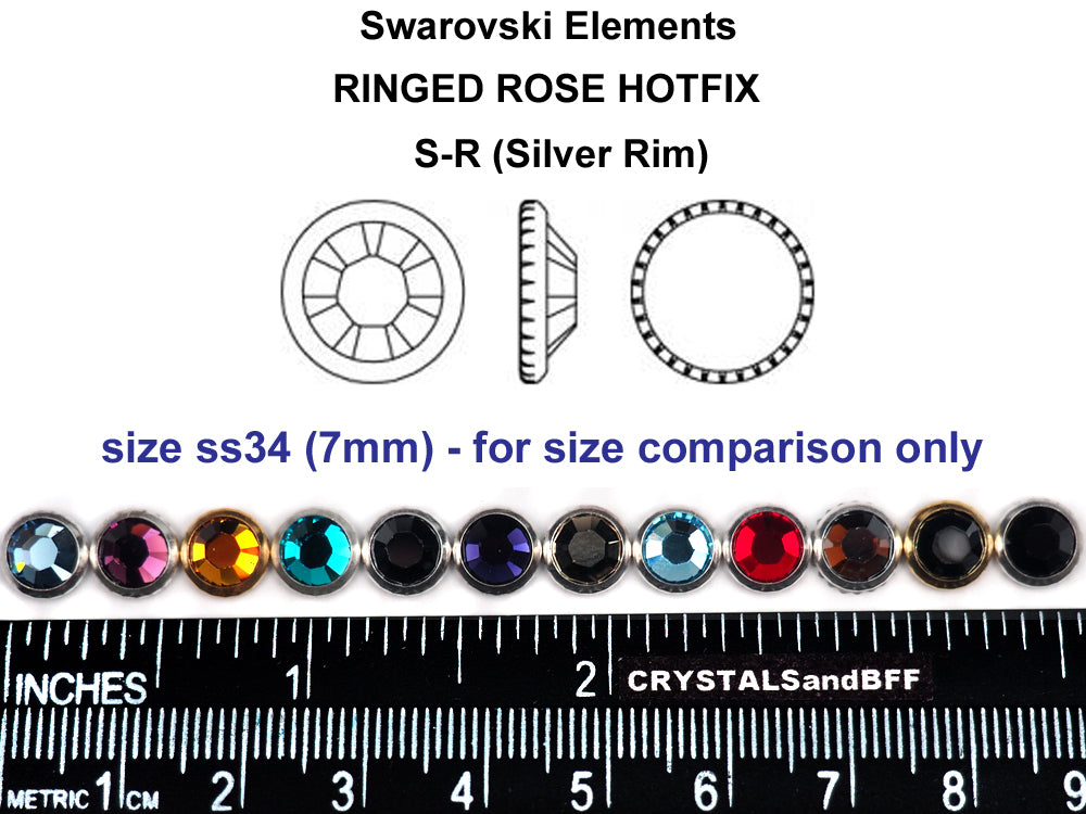 Swarovski Art.# 2029HF - Smoked Topaz Satin coated, Silver Rimmed HotFix Rhinestone Flatbacks, 7mm 34ss ss34