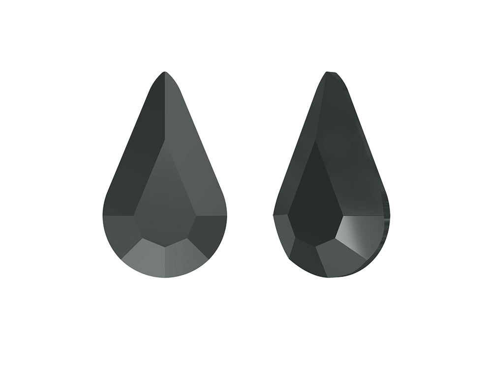 Swarovski Art.# 2300 HF - Jet Hematite HotFix Drop Flat Back Rhinestones, size 8x4.8mm, Teardrop Iron-on Stones