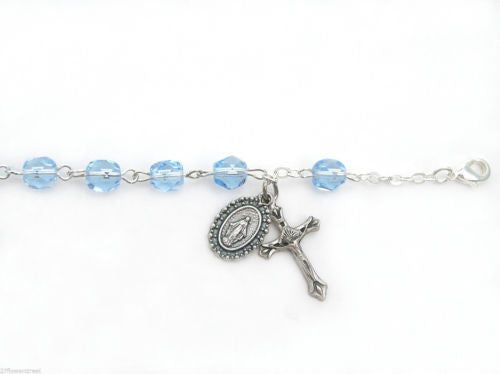 12 fine quality Czech Bracelet Auto Rosaries Fire Polished Blue Light Sapphire rosary