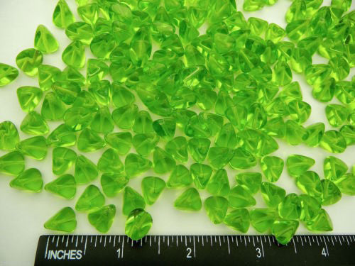 Light Olive green, Preciosa Czech Glass 3D Triangle Beads 9x11mm, 40pcs, zz 52