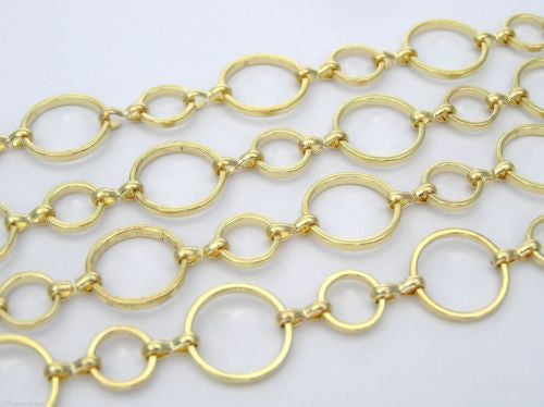6+ feet of jewelry round and dash gold plated linked chain, zz 119