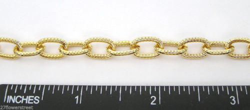 6 feet of Steel Elongated Stamped Gold Plated Chain, Garlan USA zz 121