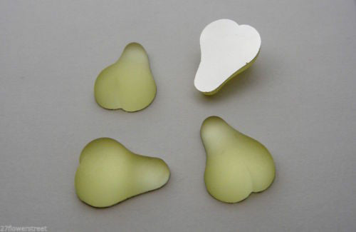 4 VINTAGE West German hand made fruit cabochons 21mm Pear Jonquil frosted, yellow #20 ii