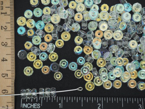 200 Czech Glass Tire Spacer Beads 3x6mm Crystal AB coated P114