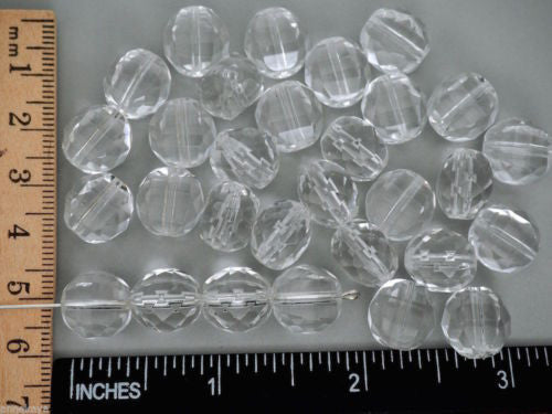 50 Czech Glass Flattened Multi Facet FP Beads 12mm clear Crystal, P121