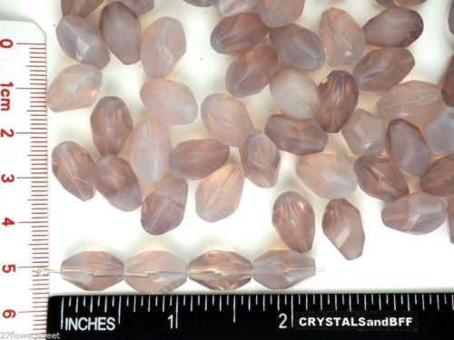 Czech Glass Olive Helix Fire Polished Beads 14x10mm Light Purple Opal, 24pcs, P196