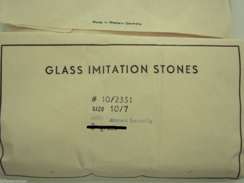48 West German fancy smooth irregular flatback stones 10x7mm Siam Ruby AB, ii 77