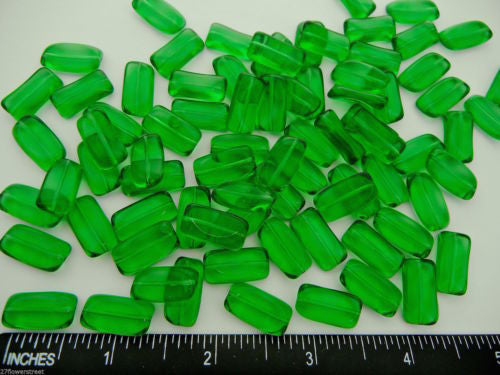 Peridot green, Preciosa Czech glass twisted rectangle beads 18x9mm, 12 pcs, zz 18