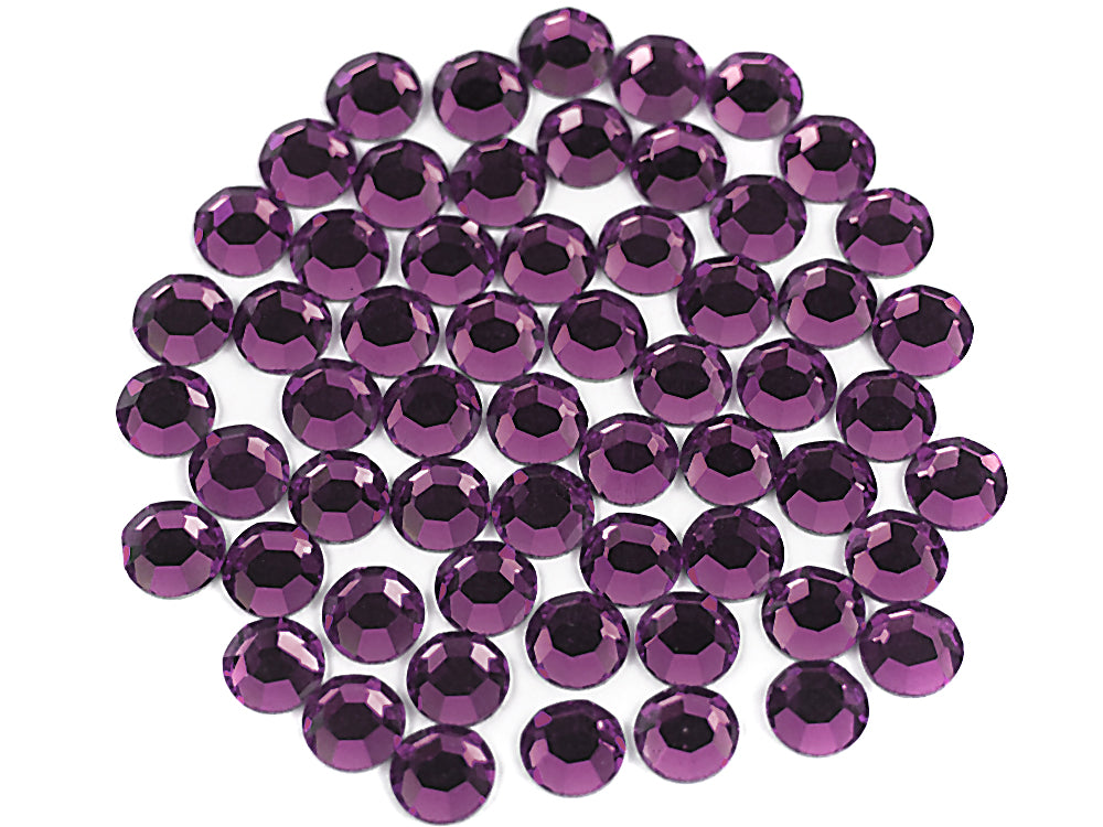 Amethyst, Preciosa 8-faceted Chaton Roses Article 438-11-110 (8-ft Rhinestone Flatbacks), Genuine Czech Crystals, purple