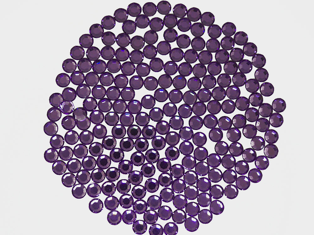 Amethyst, Preciosa 8-faceted Chaton Roses Article 438-11-110 (8-ft Rhinestone Flatbacks), Genuine Czech Crystals, purple