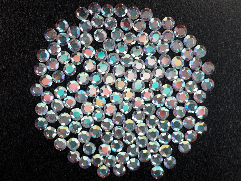 Crystal AB  , Preciosa 8-faceted Chaton Roses Article 438-11-110 (8-ft Rhinestone Flatbacks), Genuine Czech Crystals, clear coated with Aurore Boreale