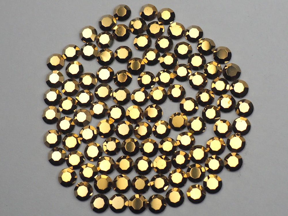 Crystal Aurum Gold, Preciosa 8-faceted Chaton Roses Article 438-11-110 (8-ft Rhinestone Flatbacks), Genuine Czech Crystals