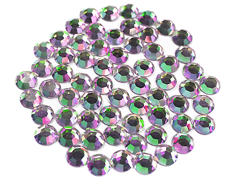 Crystal Vitrail Light, Preciosa 8-faceted Chaton Roses Article 438-11-110 (8-ft Rhinestone Flatbacks), Genuine Czech Crystals, multi pink