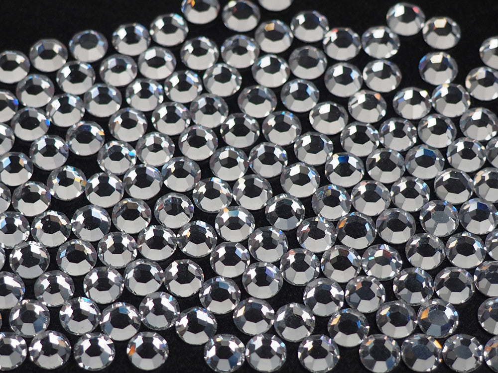 Crystal  HOTFIX, Preciosa Chaton Roses Article 438-11-110 (8-faceted MC Rhinestone Iron-on Flatbacks), Genuine Czech Crystals, 8-ft clear with Iron On Hot Fix Glue