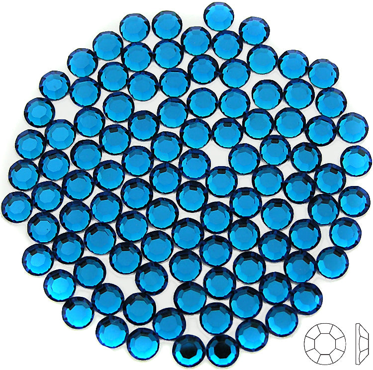 Capri Blue HOTFIX, 1440 Preciosa Genuine Czech Crystals 16ss 8-ft Iron-on, ss16, 4mm