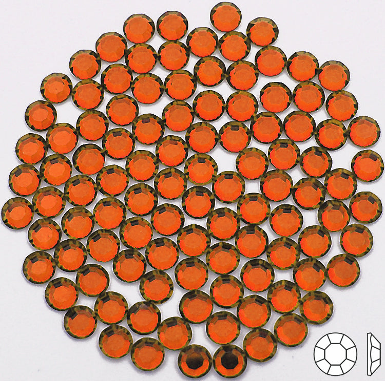 Hyacinth, Preciosa 8-faceted Chaton Roses Article 438-11-110 (8-ft Rhinestone Flatbacks), Genuine Czech Crystals, orange
