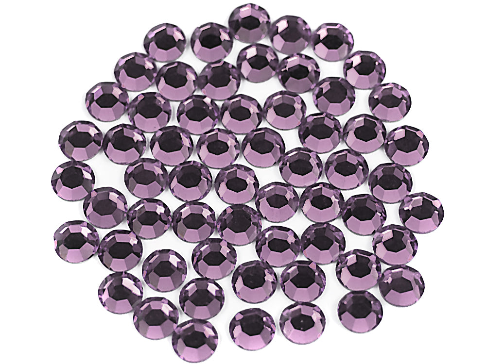 Light Amethyst, Preciosa 8-faceted Chaton Roses Article 438-11-110 (8-ft Rhinestone Flatbacks), Genuine Czech Crystals, light purple
