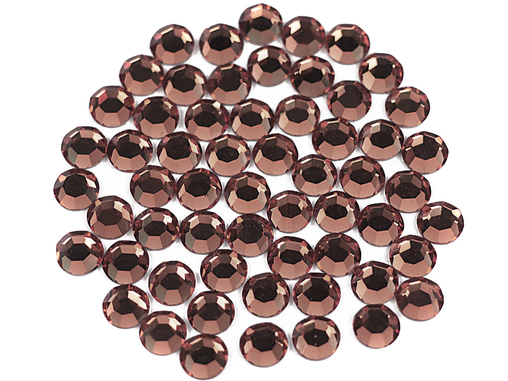 Light Burgundy, Preciosa 8-faceted Chaton Roses Article 438-11-110 (8-ft Rhinestone Flatbacks), Genuine Czech Crystals