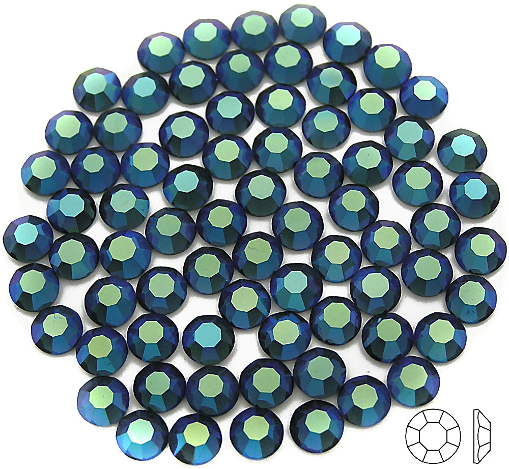 Montana AB Preciosa 8-faceted Chaton Roses Article 438-11-110 (8-ft Rhinestone Flatbacks) Genuine Czech Crystals silvery blue coated with Aurore Boreale