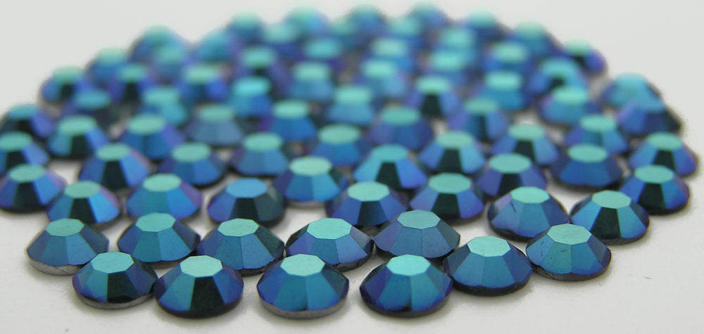 Montana AB Preciosa 8-faceted Chaton Roses Article 438-11-110 (8-ft Rhinestone Flatbacks) Genuine Czech Crystals silvery blue coated with Aurore Boreale