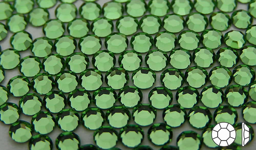 Peridot Preciosa 8-faceted Chaton Roses Article 438-11-110 (8-ft Rhinestone Flatbacks) Genuine Czech Crystals, green