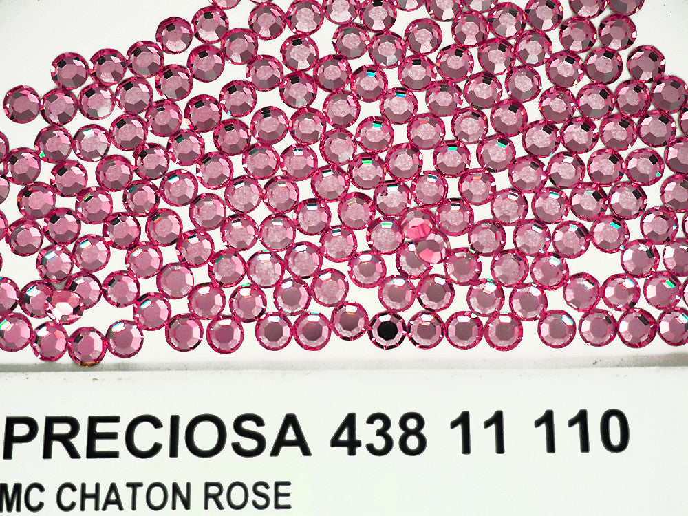 Rose, Preciosa 8-faceted Chaton Roses Article 438-11-110 (8-ft Rhinestone Flatbacks), Genuine Czech Crystals, pink