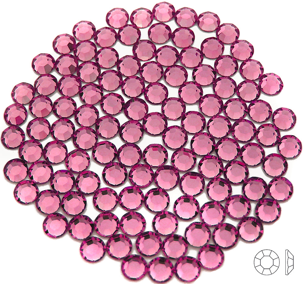 Rose, Preciosa 8-faceted Chaton Roses Article 438-11-110 (8-ft Rhinestone Flatbacks), Genuine Czech Crystals, pink