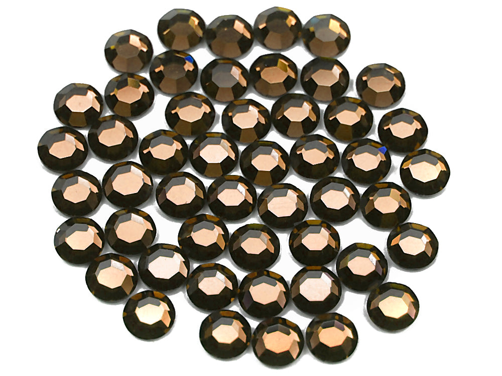 Smoked Topaz Preciosa 8-faceted Chaton Roses Article 438-11-110 (8-ft Rhinestone Flatbacks), Genuine Czech Crystals, dark brown