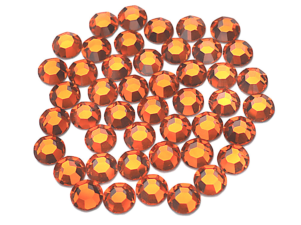 Sun, Preciosa 8-faceted Chaton Roses Article 438-11-110 (8-ft Rhinestone Flatbacks), Genuine Czech Crystals, orange