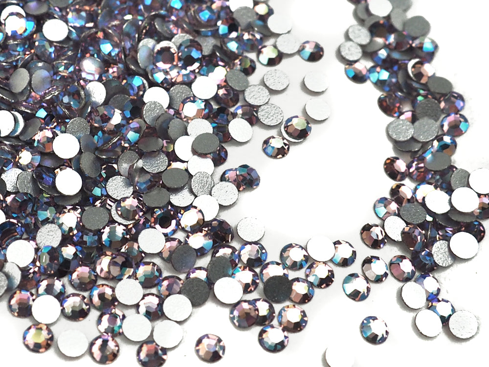 Violet AB, Preciosa 8-faceted Chaton Roses Article 438-11-110 (8-ft Rhinestone Flatbacks), Genuine Czech Crystals, purple coated with Aurore Boreale