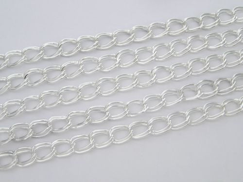 6 feet of continuous Steel Double Twisted Silver Plated Chain, Garlan USA zz 124