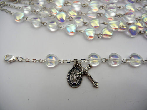 12 fine quality Czech Bracelet Auto Rosaries with Crystal AB heart beads, rosary