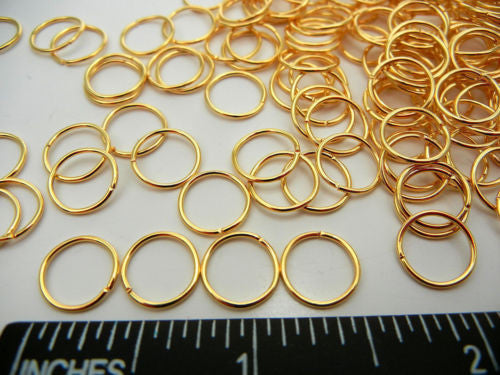 300 jump rings 10mm gold plated, 0.8mm wire, zz 140