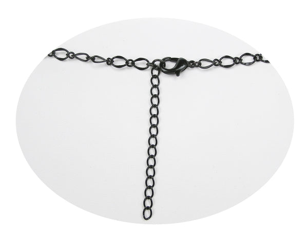 16 Inch Handmade Gold and Black Czech Glass Beads Dangle Necklace