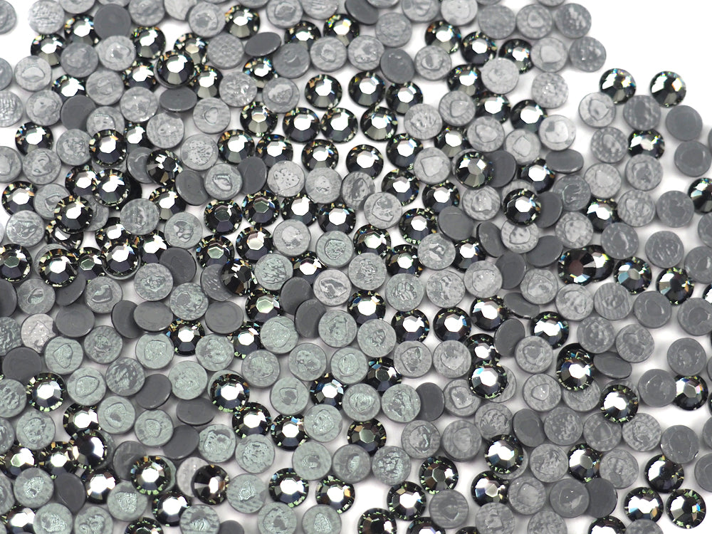 Swarovski Art.# 2028/HOTFIX Flatbacks, Black Diamond Iron-on Rhinestones, ss6, ss20, ss34, grey
