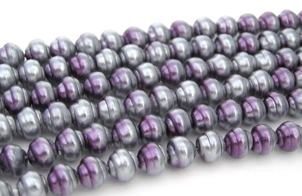 Czech Baroque Glass Pearls 8mm 2-tone Lavender Purple Pearl, 75 pieces