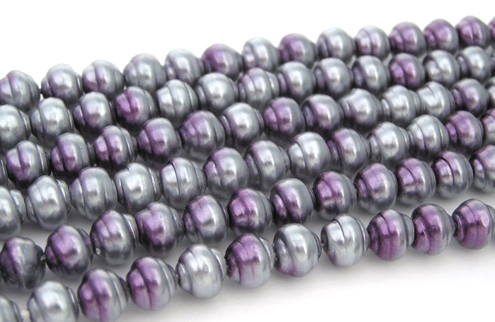 Czech Baroque Glass Pearls 8mm 2-tone Lavender Purple Pearl, 75