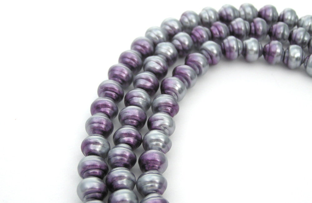 Czech Baroque Glass Pearls 8mm 2-tone Lavender Purple Pearl, 75 pieces
