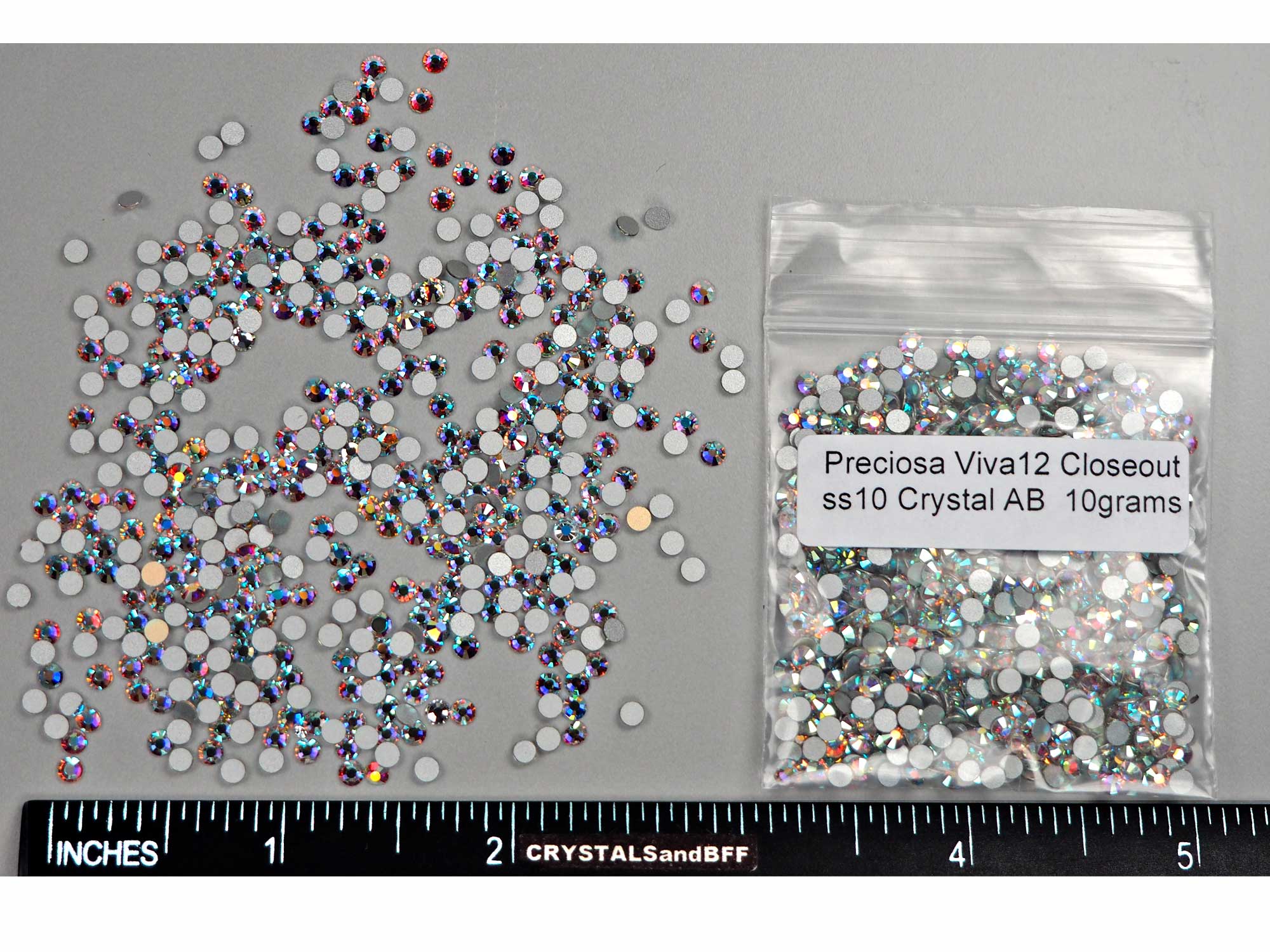 Crystal AB CLOSEOUT MIX, Preciosa VIVA Chaton Roses (Rhinestone Flatbacks), Genuine Czech Crystals, clear coated with Aurora Borealis, nail art BY THE WEIGHT