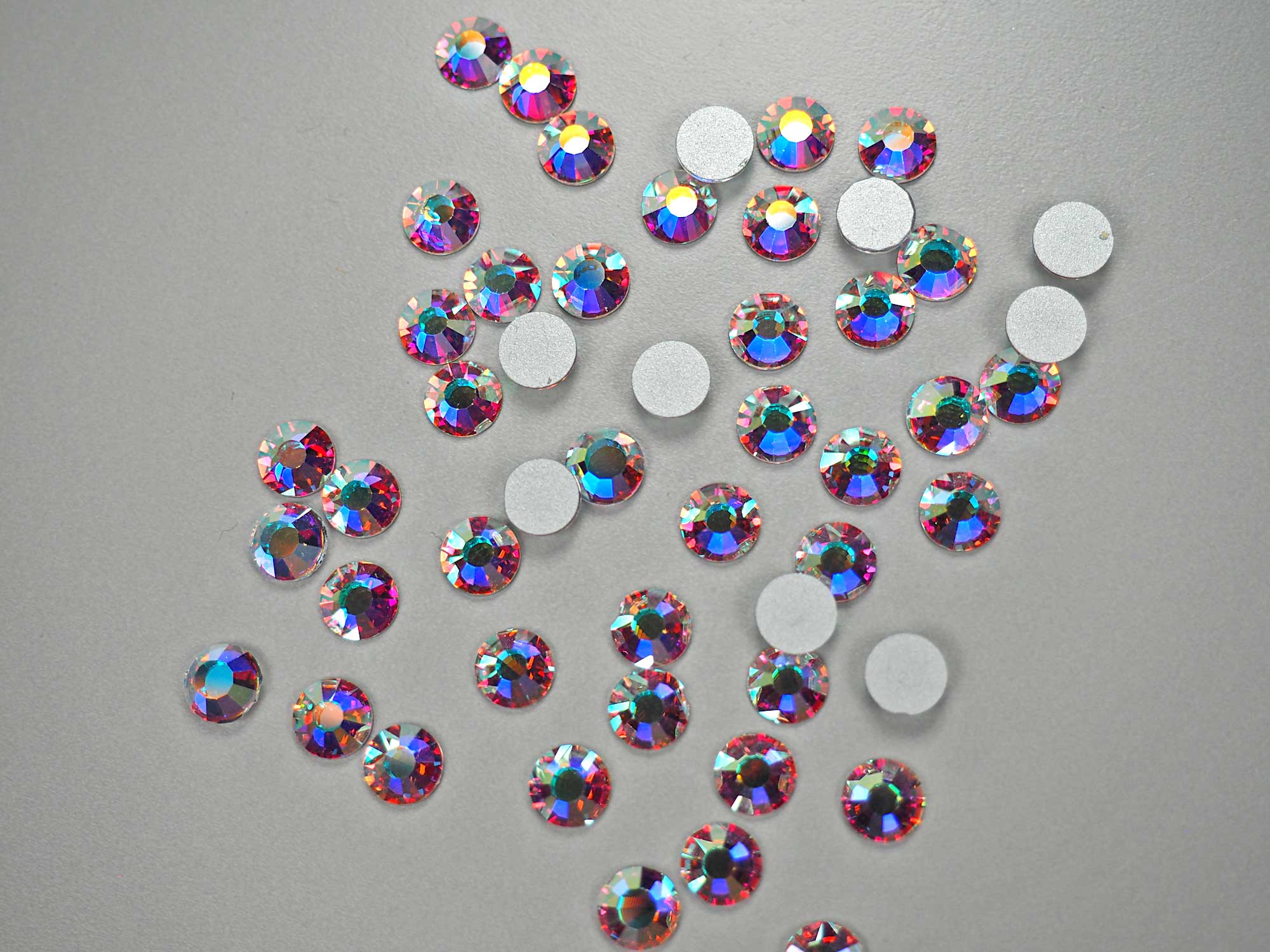 Crystal AB CLOSEOUT MIX, Preciosa VIVA Chaton Roses (Rhinestone Flatbacks), Genuine Czech Crystals, clear coated with Aurora Borealis, nail art BY THE WEIGHT