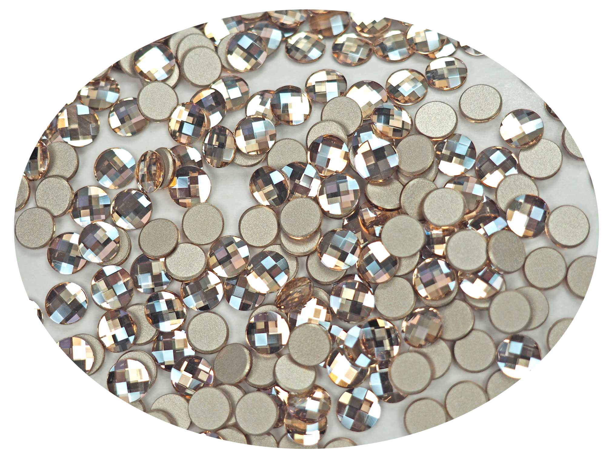 Crystal Honey coated, Preciosa Czech MC Chessboard Circle Flatback Stones Style #438-11-302 Silver Foiled, size 6mm, 36pcs, P837