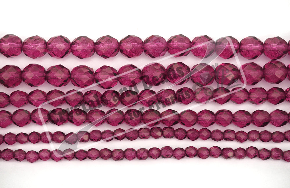 Glass Beads Round Faceted Hot Pink 4mm